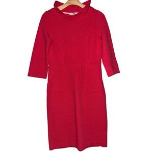 Boden Womens Size 4 Strawberry Red Pink Ribbed Cotton Knit Pocketed Sheath Dress